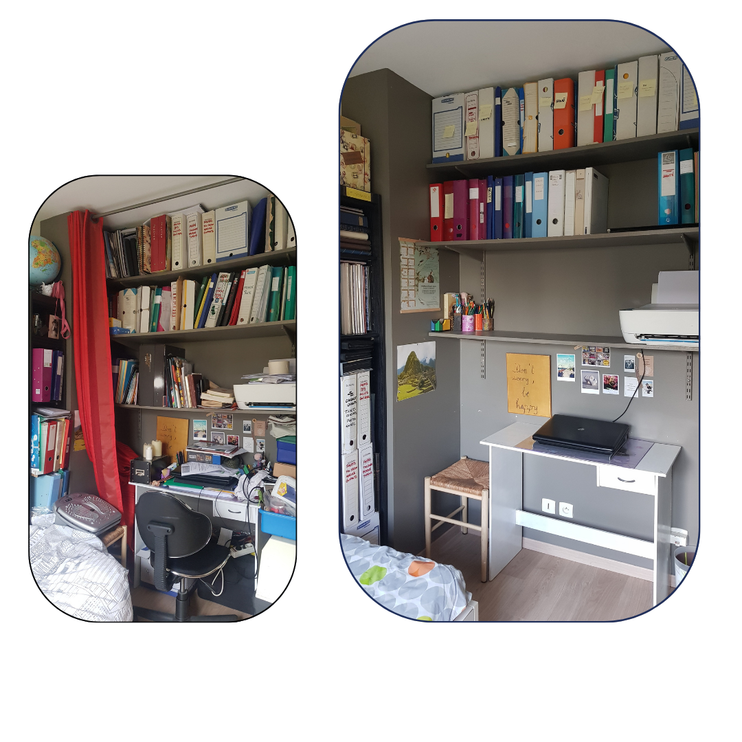 rangement bureau chambre amis et tri papiers administratifs